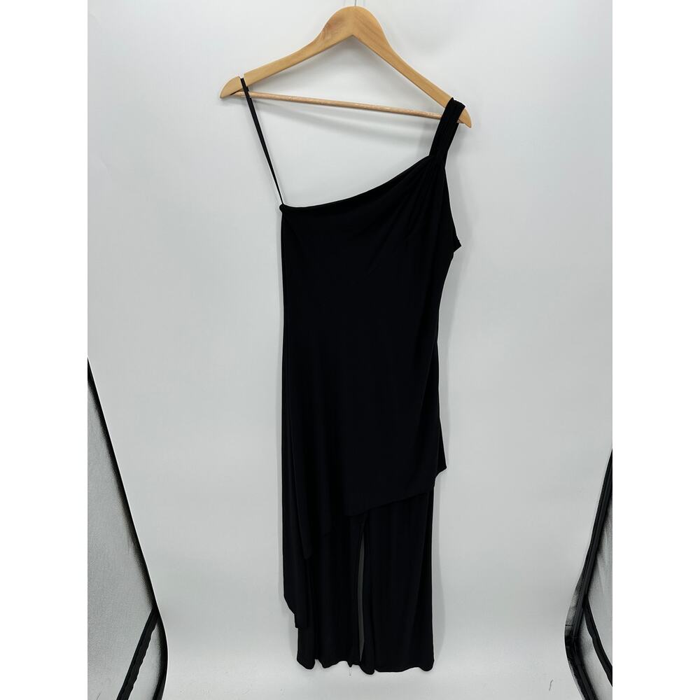 White House Black Market‎ Jumpsuit Dress Women M Black Layered One Strap Stretch